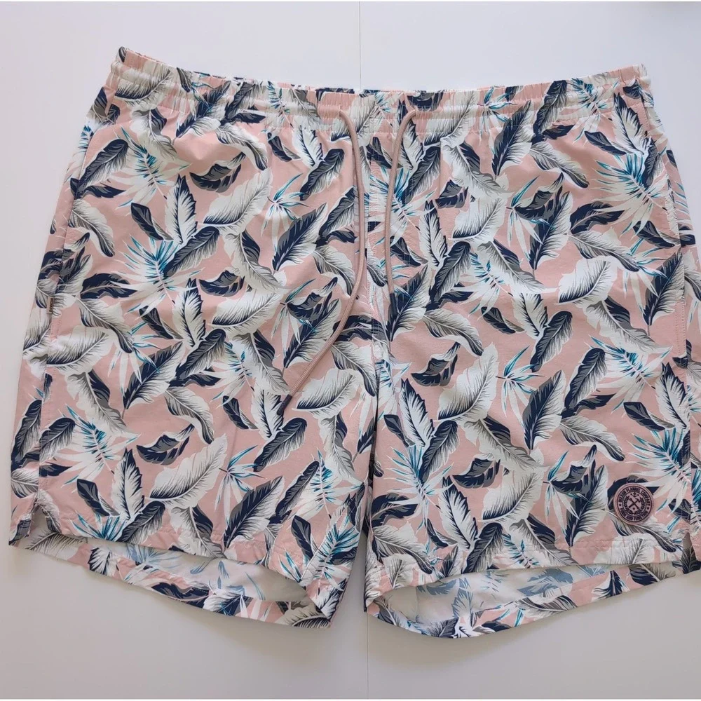 Dixxon Flannel Co Barbuda Boardshorts Mens 2XL Pink Palm Leaf Trunks XXL Beach